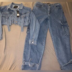 NEVER WORN denim set fashion nova